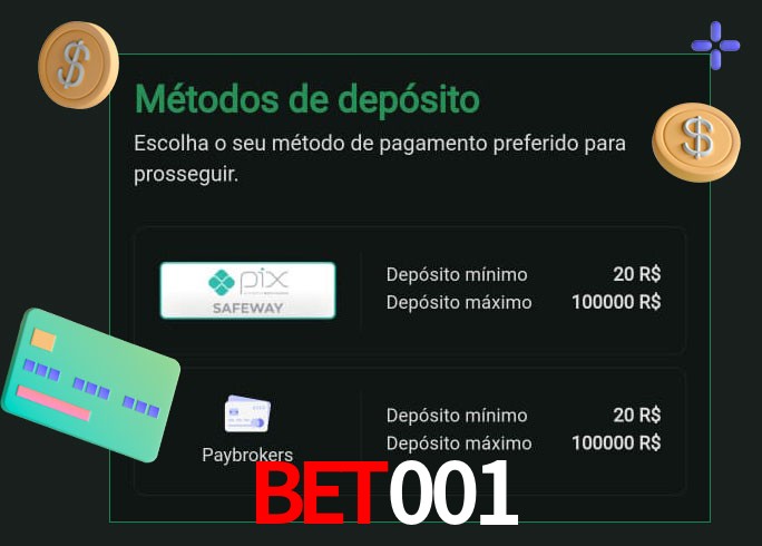 O cassino bet001 oferece uma grande variedade de métodos de pagamento